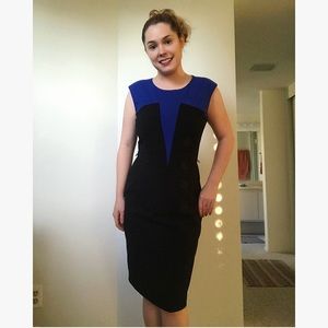 🔵 Calvin Klein Black Blue Color Block Dress 🔵